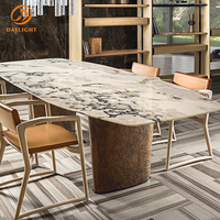 Table à manger de luxe, villa de luxe légère, table à manger en bois massif et marbre, table à manger rectangulaire moderne haut de gamme, console personnalisable