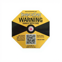 Étiquette adhésive indicatrice d'impact ShockDot III, rouge irréversible, avec QR code de suivi pour la détection de maniement inadéquat et la logistique