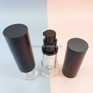 Transparent Acrylic Airless <b>Pump</b> <b>Bottle</b> 30ml Cosmetic Cylinder Shape Black Cap for Essence Lotion Foundation Packaging - Product Image 4