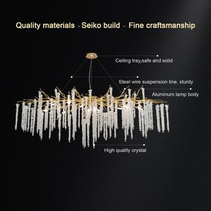 Usine En Gros Maison Décoration Intérieure Lampe Luxueux Cristal Gland Pendentif <span class=keywords><strong>Branches</strong></span> D'or K9 <span class=keywords><strong>Lustre</strong></span> En Cristal - Product Image 3