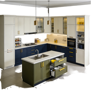 Mobile da <span class=keywords><strong>Cucina</strong></span> Moderno Bicolore per Isola, Unità Modulare Multifunzionale a Concetto Aperto per Progetti Residenziali di Lusso di Piccole <span class=keywords><strong>Dimensioni</strong></span> - Product Image 1