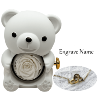 Boîte à bijoux en plastique rouge classique en forme d'ours rotatif, personnalisée avec impression offset et gravure en forme de cœur pour la Saint-Valentin