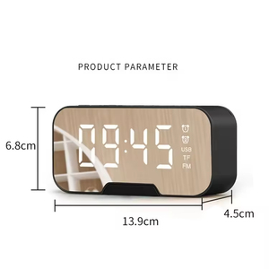 Reloj de Escritorio con Espejo y Altavoz Bluetooth, Luz LED Digital, Radio FM, Reloj Despertador, Calendarios Electrónicos - Product Image 4