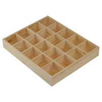 Boîte de rangement multifonctionnelle en bois de pin sculpté, style campagne française, grande capacité, compartiments carrés, pour artisanat