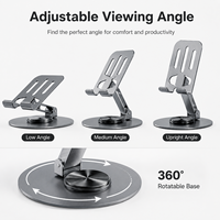 Support de bureau pliable et réglable à rotation 360 degrés en métal pour téléphone et tablette – Support de téléphone de bureau stable