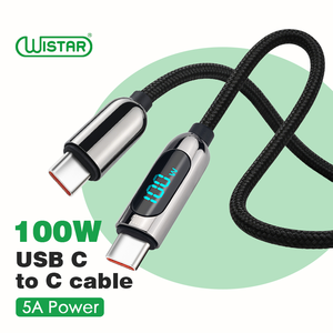 WISTAR Design Super Fast Charger <strong>Usb</strong> <strong>c</strong> <strong>Cable</strong> 100w Digital Display Alloy Material Type <strong>c</strong> to Type <strong>c</strong> <strong>Usb</strong> Charging <strong>Cable</strong> - Product Image 1