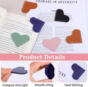 Segnalibro a Cuore in Ecopelle, Segnalibri Angolari Carini per Donne, Insegnanti, Studenti, Regali Multicolore, Cancelleria per Scuola, Ufficio, <span class=keywords><strong>Casa</strong></span> - Product Image 1