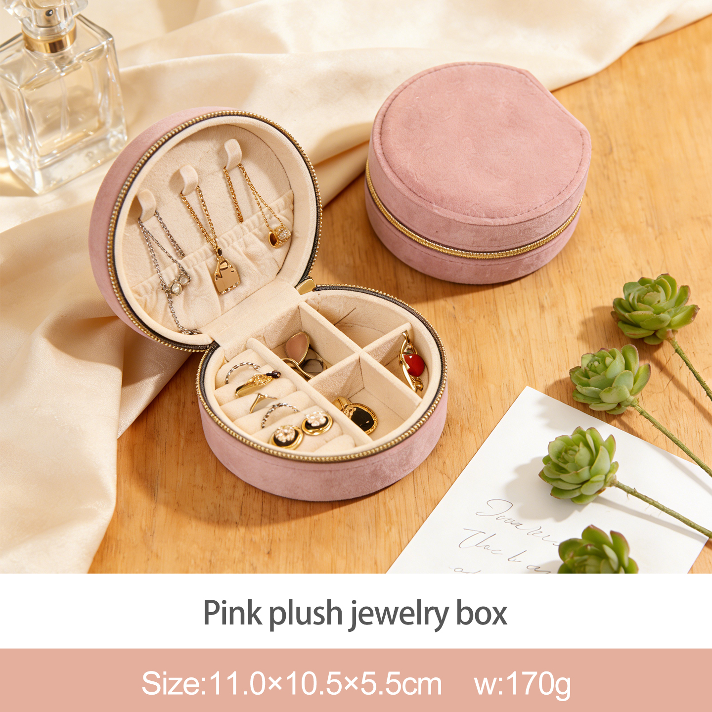 Boîte à bijoux en peluche rose