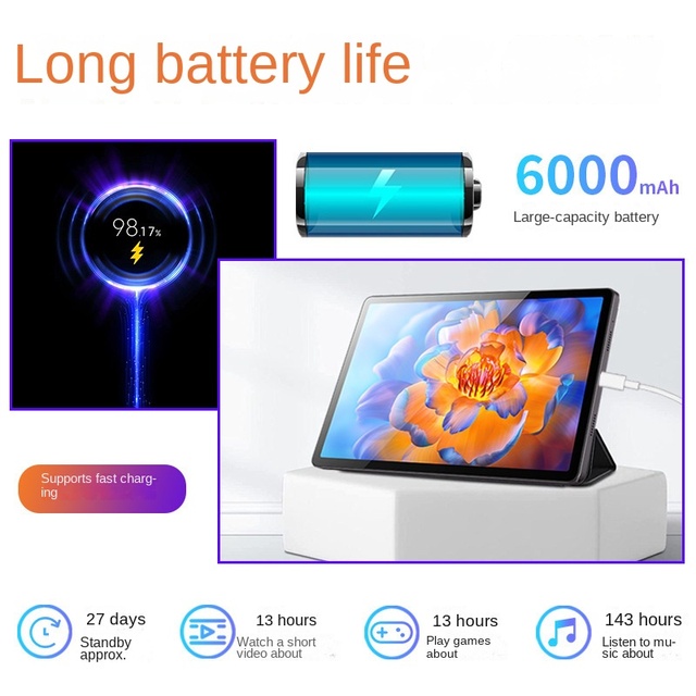 New MTK 1095-Inch 6+128G Octa-Core All-Network 4G Entertainment Gaming Learning Tablet PC
