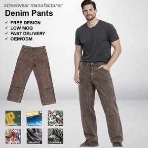 Pantaloni <span class=keywords><strong>Cargo</strong></span> Vintage Personalizzati da Uomo, Marrone, Doppia Ginocchiera, Stile Workwear, Vestibilità Ampia, Resistenti, Streetwear, Fornitura OEM ODM - Product Image 1
