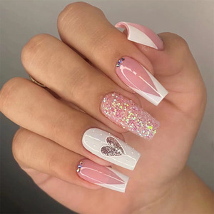 Accessoires d'ongles en acrylique longs, design <span class=keywords><strong>tendance</strong></span>, 24 <span class=keywords><strong>faux</strong></span> ongles à couverture complète, étiquette privée, à presser, pour femmes, vente en gros - Product Image 2
