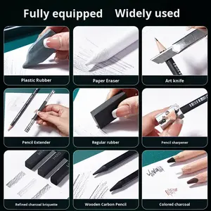 Juego de lápices de <span class=keywords><strong>dibujo</strong></span> Hui Xiang Bo Da en caja metálica, para estudiantes de arte, lápices de carbón, lápices mate 2B para principiantes - Product Image 4