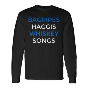 Camiseta escocesa de manga larga de Robert Burns Night con diseño de gaitas, Haggis, Whisky y canciones, sudaderas y sudaderas con capucha promocionales - Product Image 1