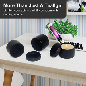 بيع بالجملة من المصنع علب قصدير مخصصة 2 أونصة 4 أونصة 8 أونصة 10 أونصة 16 أونصة للشموع مع أغطية علب قصدير سوداء غير لامعة حاويات معدنية - Product Image 6