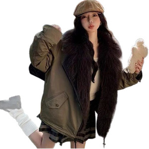 Nouveautés 2026 : Doudoune Femme Hiver avec Col en Plumes de <span class=keywords><strong>Canard</strong></span> Blanches, Bouton Unique, Coupe-Vent et Chaude - Product Image 2