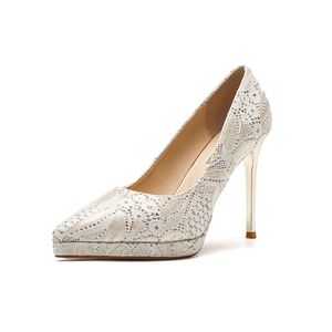 Chaussures à talons hauts pour femmes 1089U à bout pointu et talon aiguille, décorées de strass, élégantes pour mariage et soirée, couleur rouge - Product Image 5