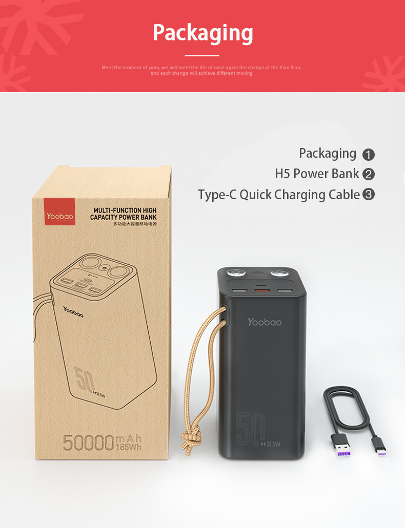 Sạc dự phòng Yoobao H5 50000mAh PD 20W