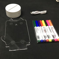 LED cadeau blanc 3d creatives Pen rewrit acrylique tableau de notes led rewrirable veilleuse avec babillard