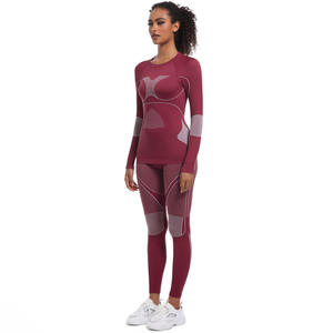 Ensembles personnalisés pour les femmes sans couture ajustement serré haute élasticité mise en forme du corps pantalon à manches longues <span class=keywords><strong>combinaison</strong></span> <span class=keywords><strong>de</strong></span> <span class=keywords><strong>ski</strong></span> pour le vélo, le yoga et les sports <span class=keywords><strong>de</strong></span> gymnastique - Product Image 4