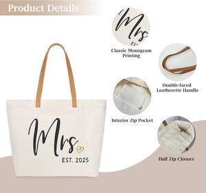 Mr and Mrs Gifts Regalos <span class=keywords><strong>de</strong></span> novia Bolso <span class=keywords><strong>de</strong></span> mano <span class=keywords><strong>de</strong></span> novia Boda Despedida <span class=keywords><strong>de</strong></span> soltera Luna <span class=keywords><strong>de</strong></span> miel Totes <span class=keywords><strong>de</strong></span> lona grandes con cremallera - Product Image 3