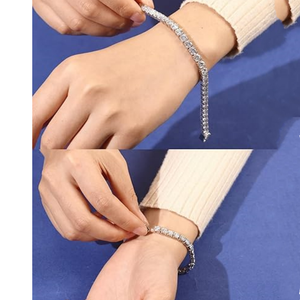 Pulsera de tenis de <span class=keywords><strong>plata</strong></span> de ley S925 de alta calidad con diamantes y moissanita de corte redondo <span class=keywords><strong>para</strong></span> mujer y <span class=keywords><strong>hombre</strong></span>, regalo de cumpleaños - Product Image 4