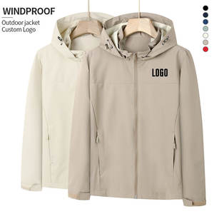 Vente en gros Coupe-vent de <span class=keywords><strong>sport</strong></span> à capuche décontracté imperméable de luxe Veste coupe-vent coupe-vent d'extérieur légère pour hommes à coque souple - Product Image 1