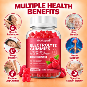 Gummies électrolytiques OEM : Soutien minéral hydratant au magnésium et au potassium, saveur framboise, bien-être quotidien, complément alimentaire végétalien - Product Image 3