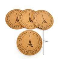 Sous-verres ronds en liège naturel de 19 cm, résistants à la chaleur, pour boissons, livraison directe