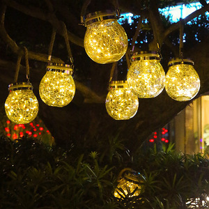 20 LEDs para jardim ao ar livre à prova d'água pendurados em vidro com bolas de vidro para pedreiros e luzes solares decorativas - Product Image 3