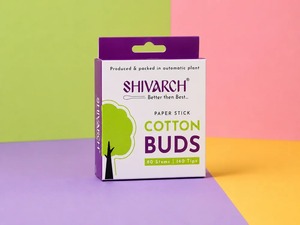 Bâtonnets de coton en papier, 80 tiges, 160 embouts, sur carte suspendue pour le nettoyage quotidien - Product Image 1