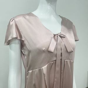 Camisón de Seda para Mujer con Diseño de Lazo en el Pecho para Todo Tipo de Damas, Vestido de Mujer de Color Sólido - Product Image 2