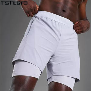 Pantalones cortos deportivos ecológicos para hombres 2 en 1 Pantalones cortos deportivos 5 pulgadas Entrenamiento personalizado Gimnasio Hombres Pantalones cortos de compresión - Product Image 4