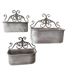 Juego de Macetas de Pared de Metal Rústico con Diseño de Espiral Vintage, Macetas Colgantes Decorativas para Jardín y Balcón, Macetas de Exterior - Product Image 1