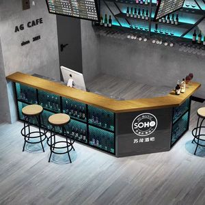 Meja <span class=keywords><strong>Bar</strong></span> kayu LED Modern kustom tahan air fitur ramah lingkungan untuk klub malam <span class=keywords><strong>Bar</strong></span> hotel Mall-furnitur komersial - Product Image 5