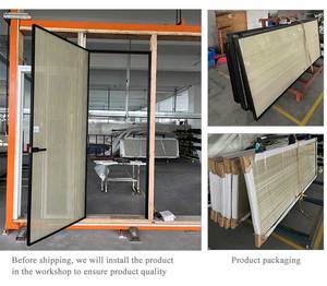Puerta francesa interior de vidrio esmerilado para hotel con cerradura, puerta de panel doble individual, marco de baño para el hogar, puerta de vidrio abatible - Product Image 4