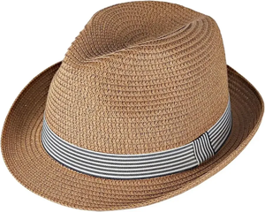 Sombrero Fedora de Paja Ajustable para Hombre con Cinta a Rayas, Trilby de Verano Transpirable de Ala Corta, Sombrero para el Sol con Protección UV para la Playa - Product Image 2