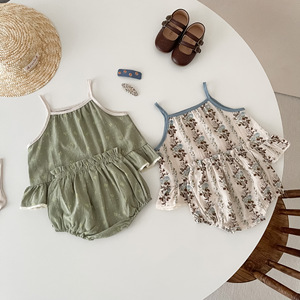 <span class=keywords><strong>Pijama</strong></span> infantil de verano sin mangas con <span class=keywords><strong>tirantes</strong></span>, pantalones cortos, conjunto de ropa cómoda para bebé de 2 piezas - Product Image 1