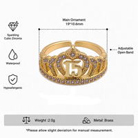 Bague Couronne Plaqué Or 18K en Laiton pour Cérémonie d'Anniversaire 15 Ans, Vente en Gros pour Commandes en Gros Directes d'Usine