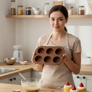Molde de Silicona para Muffins de 6 Tazas, Libre de BPA, Apto para Lavavajillas, Resistente a Altas Temperaturas, Antiadherente, Apto para Horno de Microondas - Product Image 2
