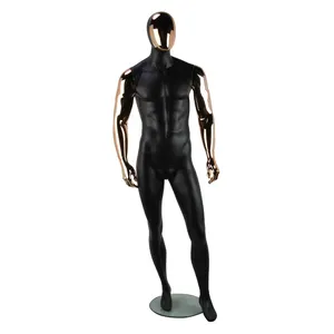 High quality lifelike male full body torso display fiberglass sitting black mannequin