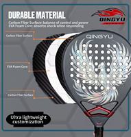 Raquette de padel Qingyu avec logo personnalisé, surface en fibre de carbone 18K avec noyau en EVA, forme diamant, raquette de padel de haute qualité professionnelle