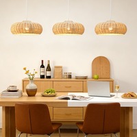 Lampe suspendue en rotin de 18,9 pouces, lustre en bambou tissé à la main, lampe suspendue en osier pour îlot de cuisine, restaurant, décoration de ferme