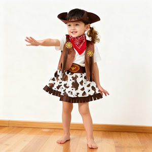 Conjunto de 4 Piezas de <span class=keywords><strong>Disfraz</strong></span> de <span class=keywords><strong>Vaquera</strong></span> para Niñas, <span class=keywords><strong>Chaleco</strong></span> con Flecos de <span class=keywords><strong>Vaquera</strong></span>, Sombrero con Pañuelo, Carnaval, Princesa, Juego de Roles, Fiesta, Cosplay - Product Image 5