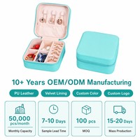 Étui de voyage personnalisé en cuir PU avec fermeture éclair, mini boîte de rangement portable pour bagues, boucles d'oreilles, colliers, bijoux, petite boîte de rangement pour femmes