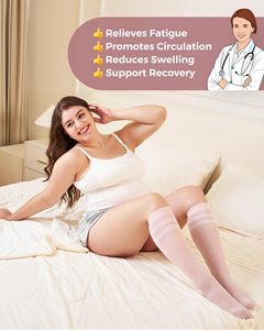 Calze a Compressione in Viscosa di Bambù 15-20 mmHg per Polpacci Larghi, per Donne in Gravidanza, Viaggi, Infermiere, Uso Quotidiano - Product Image 5