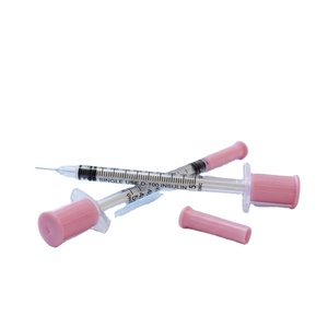 Jeringa Desechable Rosa, Morada, Verde Azulado y Azul de 0.5ml y 1ml U-100 U-40 para Uso Médico Humano y Veterinario con <span class=keywords><strong>Aguja</strong></span> 29G 30G 31G - Product Image 1