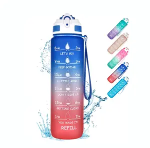 32 oz Water Bottle with Times , Motivational Drinking Water Bottles with Carrying Strap, Leakproof BPA & Toxic Free,