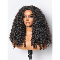 Perruque mi-longue brésilienne bouclée avec dentelle frontale transparente, cheveux humains, 18 pouces, boucles spirales naturelles, densité 180%