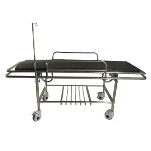 HST-02 Chinese manufacturer medical Stainless steel Leather mattress hospital patient transfer trolley stretcher