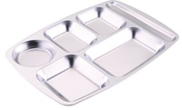 304 Acier Inoxydable 5/6 Sections Compartiment Rectangulaire Divisé Dîner Déjeuner Assiette Plateau Alimentaire Plateau Plat De Service